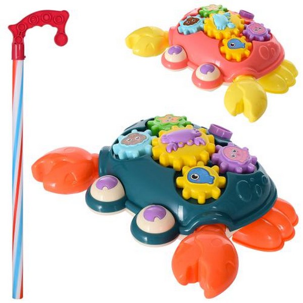 Каталка 377 (72шт) на палиці, краб 23см, звук, шестерні, 2 кольори, в кульку, 23-15-10см (шт.)