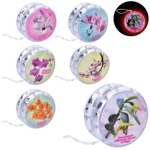 Йо-йо MR 1064 (100шт) 5,5см, квіти, світло, бат(табл), 6 видів, в пакеті 11-9-3см (шт.)