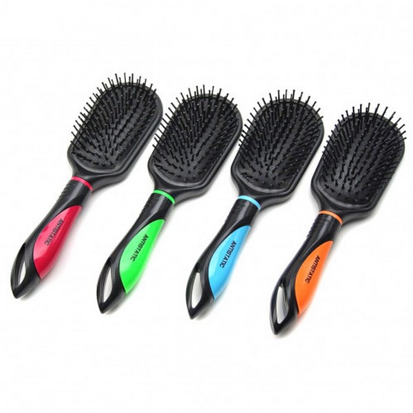 Гребінець №9585-70 пл. чор. з кольором. руч. цв ANTISTATIC. полуовал. 12шт в упак (23,5*6*3)см (240) (шт.)