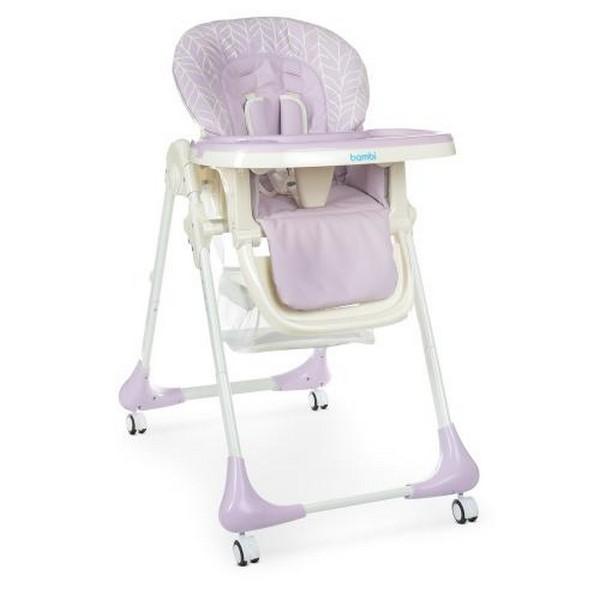 Стільчик M 3233L Lilac (1шт) для годування, 5точ.ремені, столик висув., 4колеса, світло-фIолетов. (шт.)