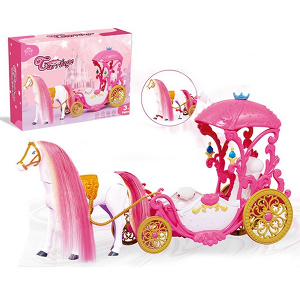 Карета 386B (18шт) 30см, конячка 22см, звук, ходить, на бат-ці, в кор-ці, 37-25-9,5см (шт.)