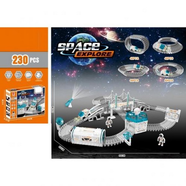 Трек 7506 (9шт) машинка 9см,фигурка 2шт,230 дет,свет,на бат-ке, в кор-ке  43-31-9,5см (шт.)