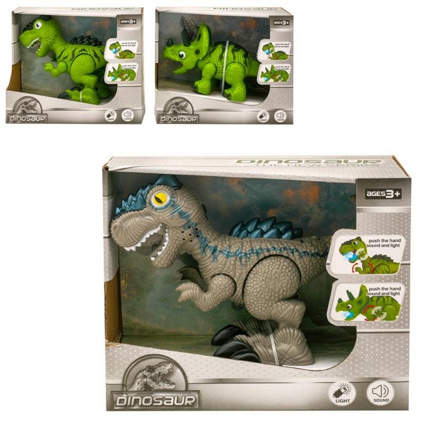 Динозавр 661-17D-18D-19D (48шт) ходить, 3види, звук, світло, на бат-ці, в кор-ці 18-15-8см (шт.)