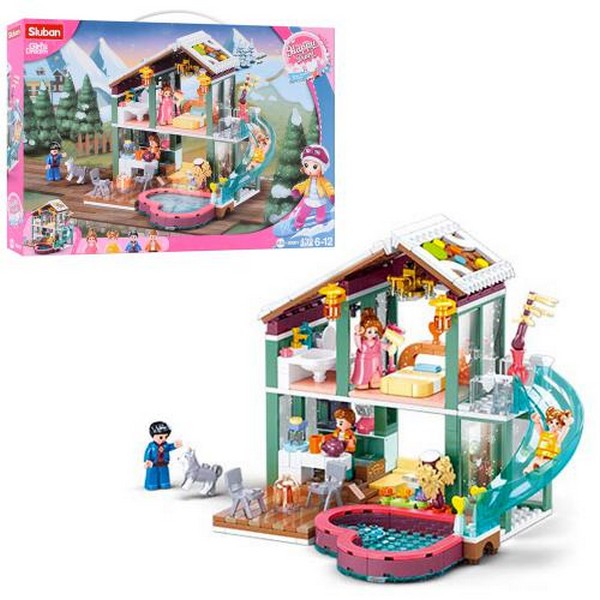 Конструктор SLUBAN M38-B0961 (12шт) будиночок, гірка, басейн, фігурки, 439дет, в кор-ці, 47,5-33-7см (шт.)