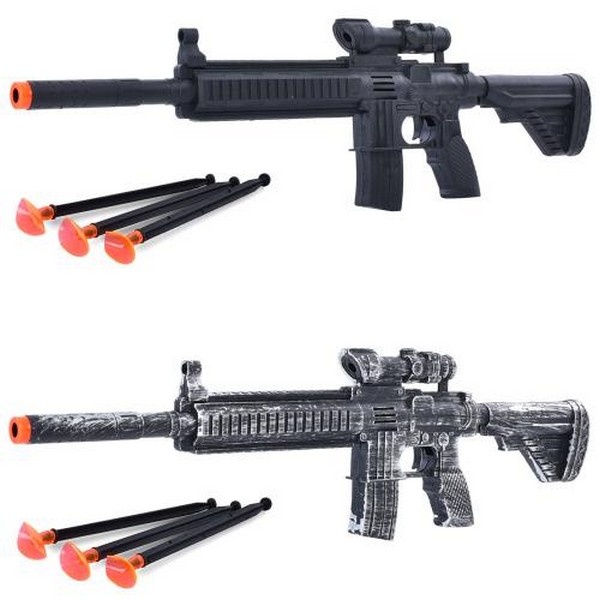 Автомат 822-78-79 (144шт)45см, стріляє присосками 3шт,2 кольори, у пакеті 50-17-3см (шт.)