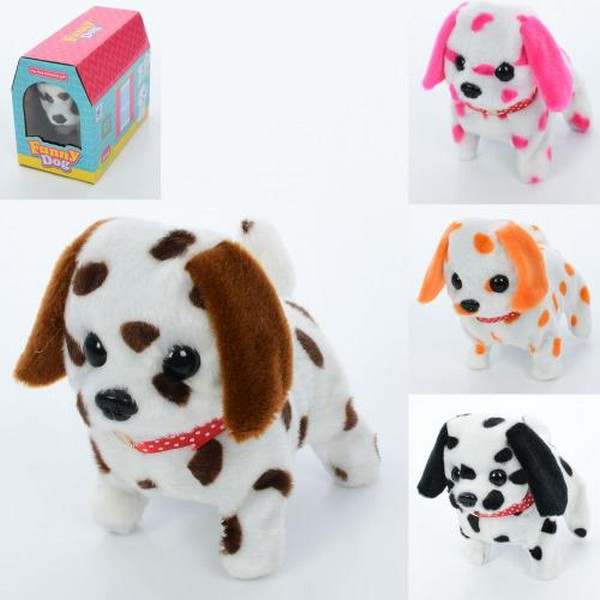 М'яка іграшка MP 2316-5 (36шт) собака, 16см, звук, ходить, ворушить хвостом, 4 кольори, на бат-ці, в (шт.)