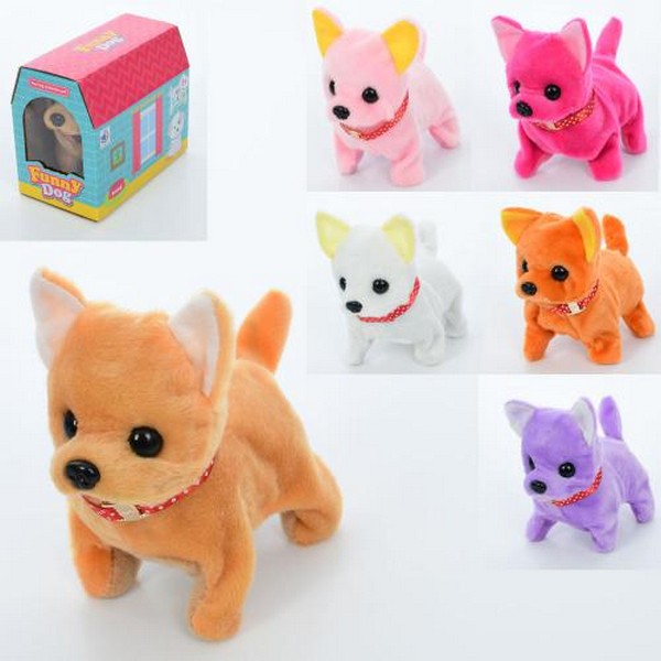 М'яка іграшка MP 2316-6 (36шт) собака, 16см, звук, ходить, ворушить хвостом, 6 кольорів, на бат-ці (шт.)