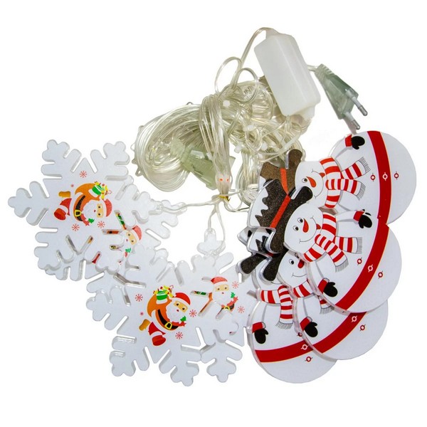 Xmas Гірлянда Штора Фігурки 3D сніговика та сніжинки 3m*70cm 95L Теплий Білий WW (40) 8183 (шт.)