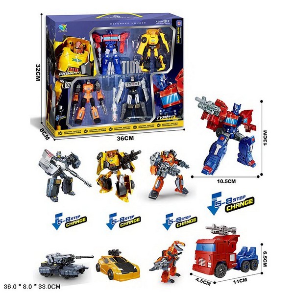 Трансформер 788-76Y (24шт) TF, набір 5шт, робот 12см+транспорт, в кор-ці, 36-32-8см (шт.)