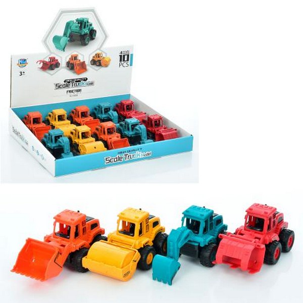 Будтехніка 8839 (90шт) інерція, від 12см, рухомі деталі, 4 види, мікс кольорів, 10шт.в дисплеї, 36-3 (шт.)