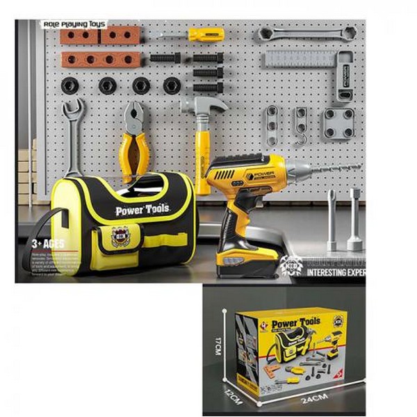 Набір iнструментів T013 (12шт) шуруповерт-світло,оберт.сверло, плоскогубці, викрутка, молоток, ключі (шт.)