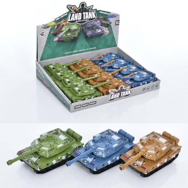 Танк JW567-045 (96шт) інерція, 15см, 3 кольори, 12шт в дисплеї, 35-27-7см (шт.)