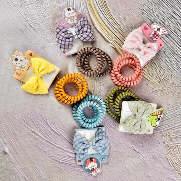 Аксесуари для волосся 4пр/наб (3резинки, 1шпилька) WW02343 (1200наб) тільки уп. 12 наборів (шт.)