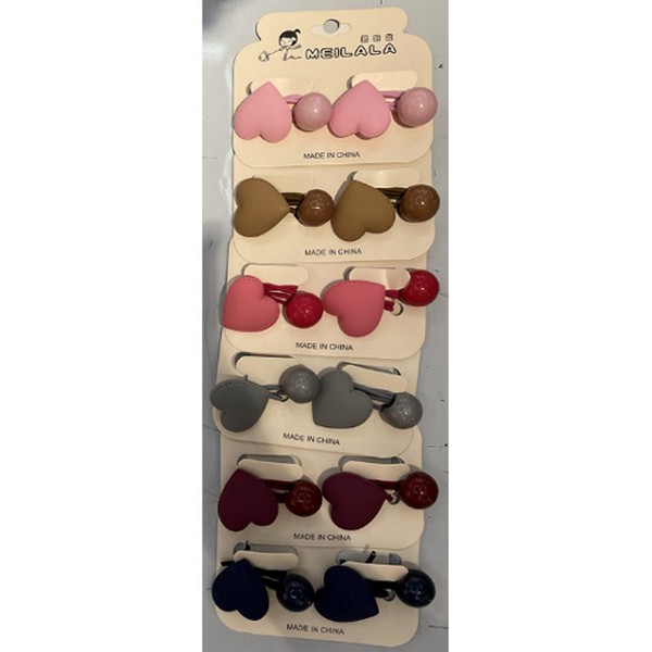 Pезинки для волосся 2шт/наб WW02284 серце (1080наб) тільки уп. 6 наборів (шт.)