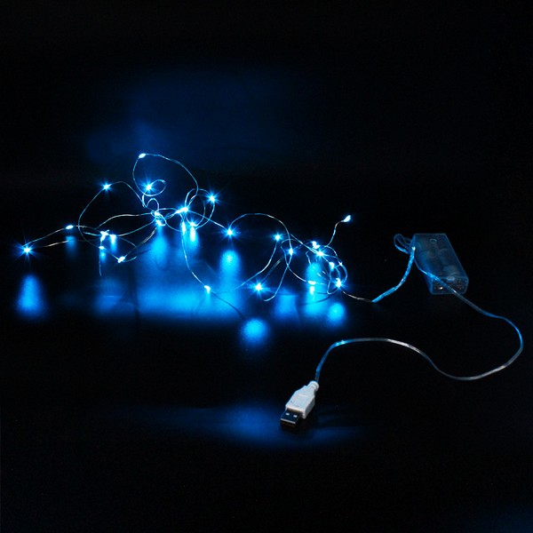 Xmas гірлянд 30 Led 3M на мідному дроті (Крапля роси) B BLUE від батарейок + USB (300) 7738 (шт.)