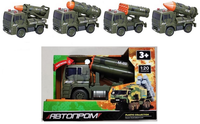 Машина АВТОПРОМ  арт. AP9904ABCD (36шт) батар.,Військова техніка" світ.,звук, короб. 23,5*15,5*11,5с (шт.)