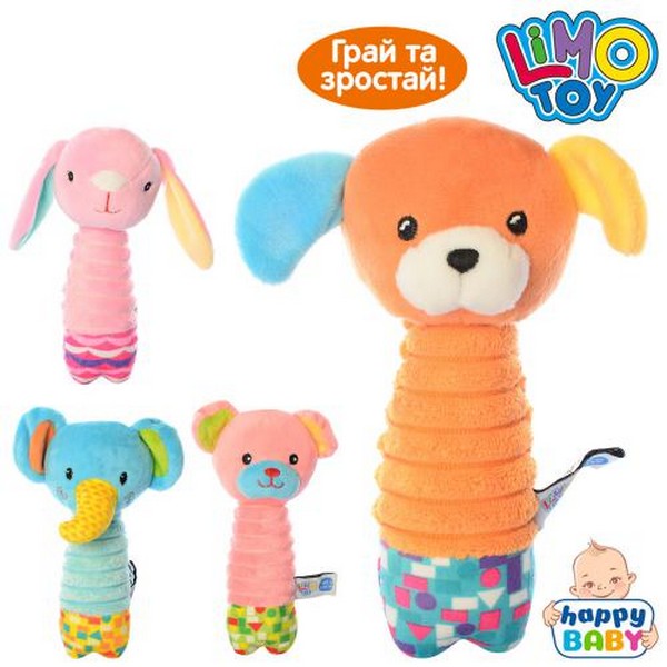 Брязкальце KLD-0185 (100шт) тварина, 18см, плюш, 4види, в кульку, 8-18-5см (шт.)