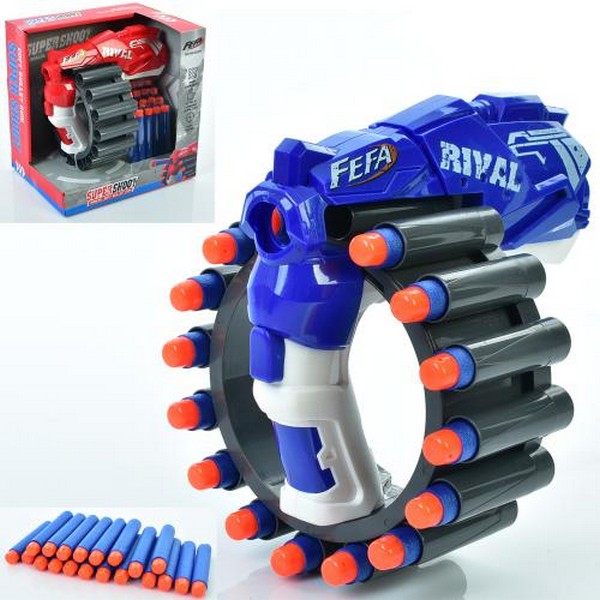 Пістолет AK-9228A (18шт) 18см, м'які кулі 20шт, 2 кольори, в кор-ці,20-20,5-15см (шт.)