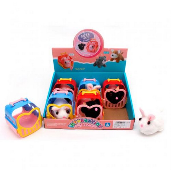 Тварина 1617-3 (84шт) 8см, плюш, їздить, переноска 8,5-8-8,5см, на бат-ці, 6шт(2види) в дисплеї (шт.)