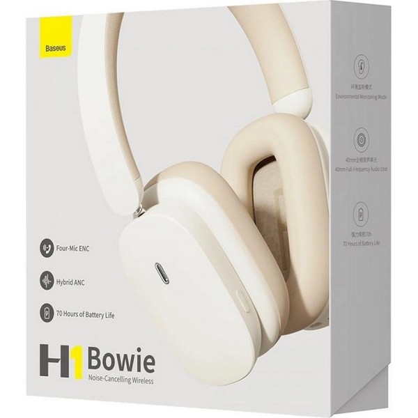 Навушники стерео Baseus Bowie H1 Noise-Cancelling Wireless  Creamy-White (NGTW230002) (шт.)