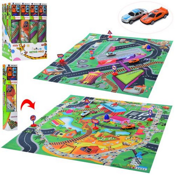 Набір з трансп. 019A-4D-6D (36шт) машинки2шт, коврик69-80см,кор,2види,12шт в дисплеї,32-50-24см (шт.)