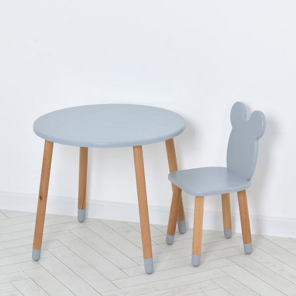 Столик 07-025G-ROUND (1шт) зі стільчиком, сірий (шт.)