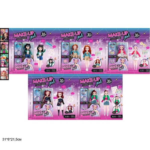 Лялька 29см 2788A/B/C/D/E Make-up girls з аксес.5в.кор.31*6*21,5 /48/ (шт.)