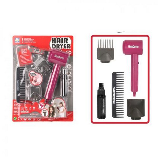 Набір аксесуарів YF820-6 (60шт) набір перукаря, фен, гребінець,на бат-ці, на листі, 27-37-5см (шт.)