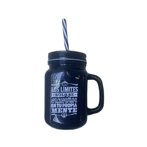 Чашка-банка з кришкою, що закручується і трубочкою 450мл R93379 (48шт) (шт.)