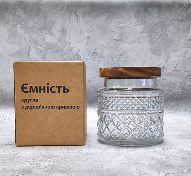 32259 Ємність кругла з дерев'яною кришкою 1100 мл 32259 (шт.)