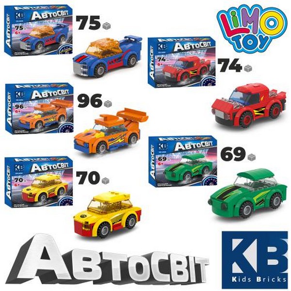 Конструктор KB 6000 (100шт) машинки, від 69 деталей, 5 видів, в кор-ці, 16-13,5-4см (шт.)