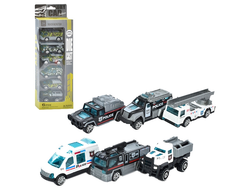 Набір машинок 818-6DC (36шт) метал, 7см, 2 види (поліція, військові), 6шт у кор-ці, 35-11,5-3,5см (шт.)