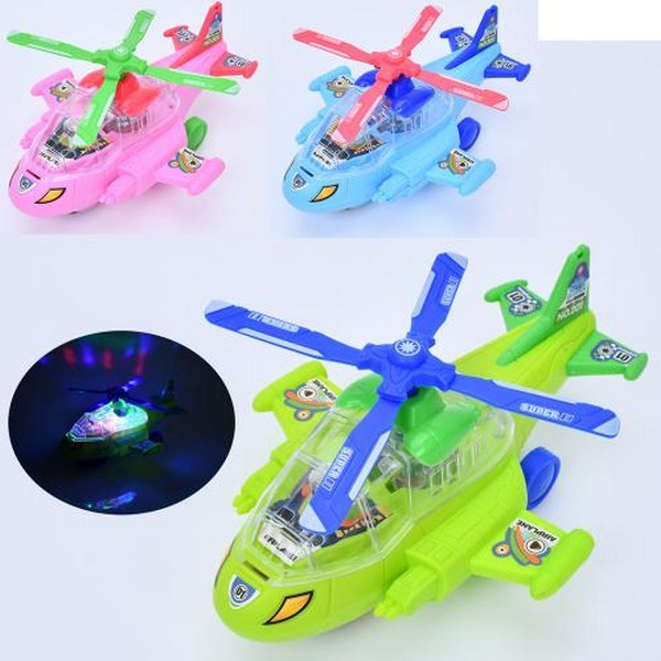 Гелікоптер XD-1C (72шт) 21,5см, їздить, музика, світло, каталка на шнурі, мікс кольорів, на бат-ці, (шт.)