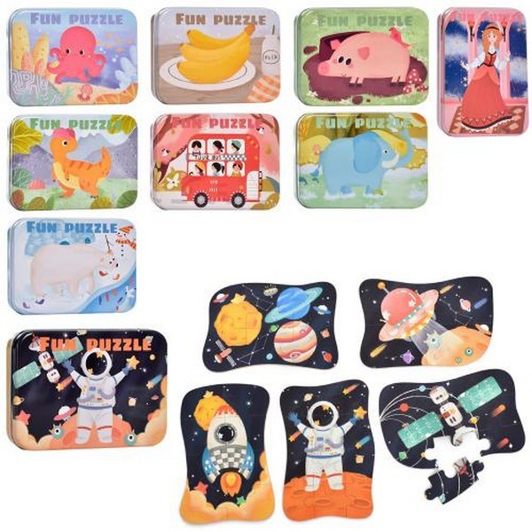 Дерев'яна іграшка Пазли MD 1877 (45шт) мікс видів, в пеналі (метал), 17-12,5-3см (шт.)