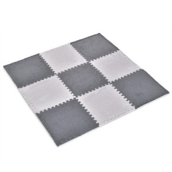 Килимок-пазл з плюшевим покриттям ME 1165 Gray White Fur (10шт) 9шт (31х31х1см) у наборі, сірий+біли (шт.)