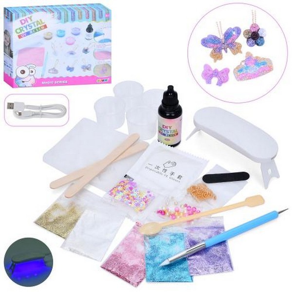 Набір для творчості 9089E-4 (48шт) підвіски, силіконова форма, мішура, блиск/гліттер, клей, лампа(US (шт.)