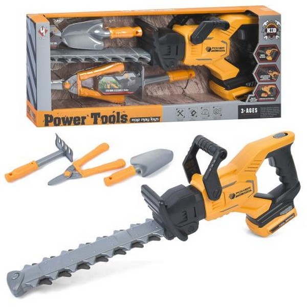 Набір iнструментів T021 (12шт) набір садівника, пила 56см-звук/світло, рухлива деталь, граблі, лопат (шт.)