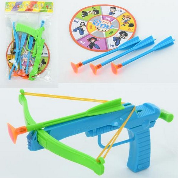 Арбалет 339-1 (168шт) 16см, стріли-присоски 3шт, мішень, 2 кольори, у пакеті, 11,5-20-3см (шт.)