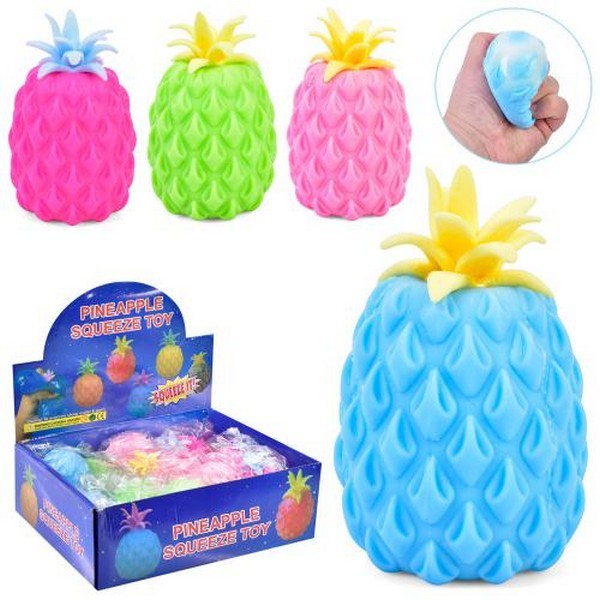 Іграшка MS 3982 (144шт) ананас, антистрес, 9-6см,  борошно, у пакеті, 12шт(4 кольори) в дисплеї, 27- (шт.)