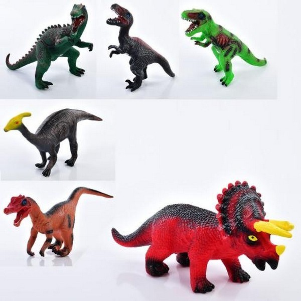 Фігурка 075-25-6-7-8-9-0 (48шт) динозавр, від 30см до 37см, звук, бат(табл), 6 видів, у пакеті, від (шт.)