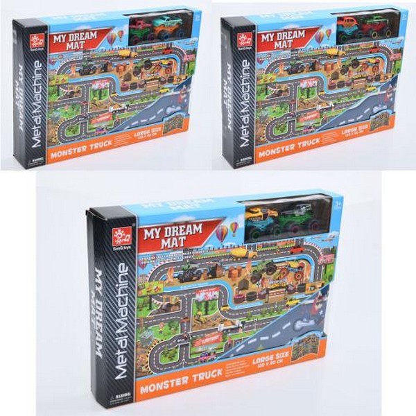 Набір с транспортом SQ80233-M (12шт) машинки(метал+пластик) 6см 2шт, ігрове поле-килимок 120-80см,3 (шт.)