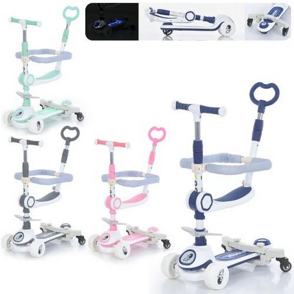 Самокат JR 3-120 (6шт) 5в1 (біговел), метал+пл, родит.ручка-3полож, 3колесаПУ,2пер.110мм світло, зад (шт.)