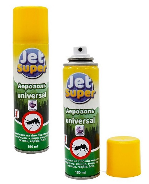 Аерозоль від комарів Jet Super Туреччина 150ml repellent Universal 4години (48) (шт.)