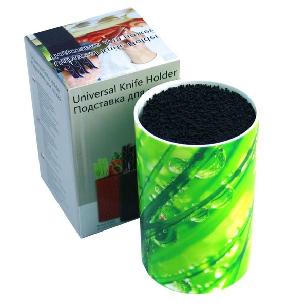 Підставка №ВР-140-4 (9048) для ножів, пластик. (11 * 18см) в кор. з малюн. новий бамбук (12) (шт.)