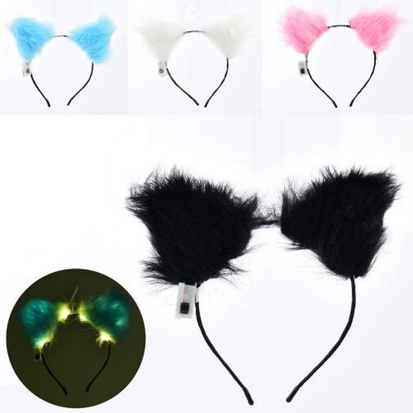 Аксесуар для волосся FG24030539B (340шт) обруч, 18-17-1см, вушка-плюш, світло-3режими, 4 кольори, на (шт.)