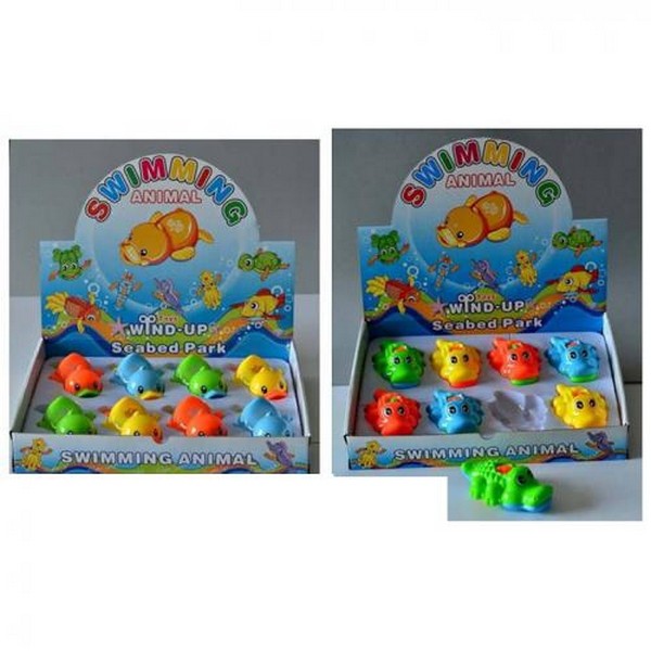 Водоплаваюча іграшка 222-Z-666-Z (288шт) 12см, заводна, 2види (качка, крокодил), 8шт(4кольори) в дис (шт.)