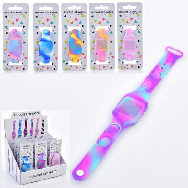 Годинник EW-220004 (96шт) електронні, 22,5см, ремень Pop it, бат(табл), силікон, на листі, 12шт(6 ко (шт.)