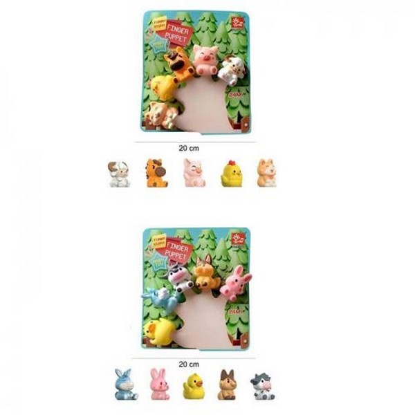 Гра SQ22001-3-4 (120шт) пальчиковий театр, тварини 5шт, 5см, 2 види(домашні, дикі), на листі, 20-22, (шт.)