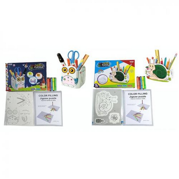 Набiр для творчостi MK 5425 (30шт) стакан для ручок, фломастери, розмальовка, 2 види (сова, равлик), (шт.)