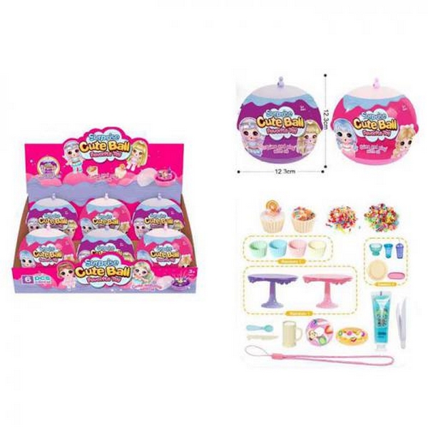 Набір для творчості K2837 (96шт) куля-сюрприз, 12см, стіл, аксесуари (клей, мішура, посуд, продукти, (шт.)